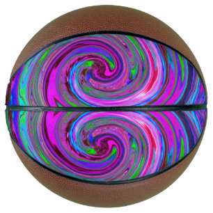 Colourful Magenta Swirl Retro Abstract Design Basketball
