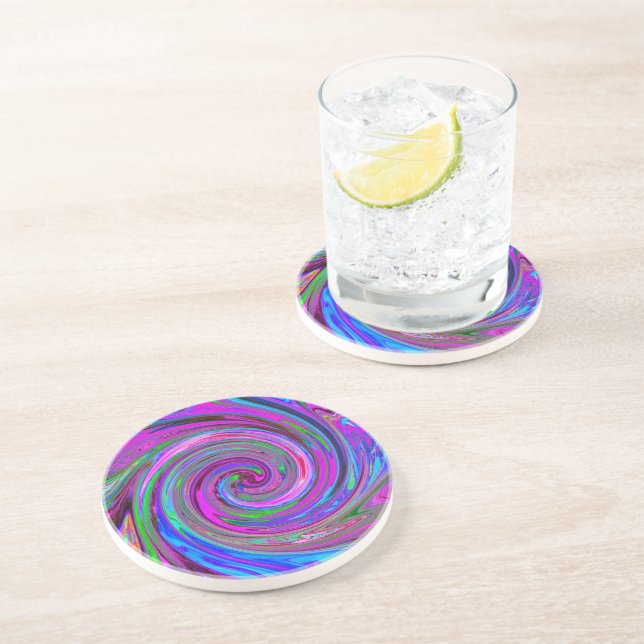 Colourful Magenta Swirl Retro Abstract Design Coaster (Side)