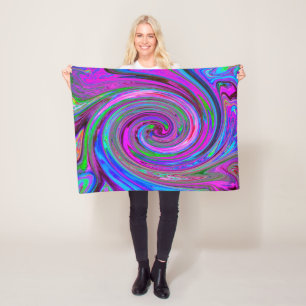 Colourful Magenta Swirl Retro Abstract Design Fleece Blanket