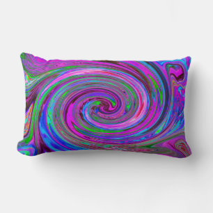 Colourful Magenta Swirl Retro Abstract Design Lumbar Pillow