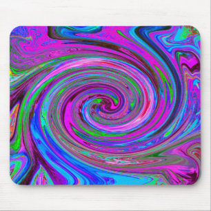 Colourful Magenta Swirl Retro Abstract Design Mouse Pad