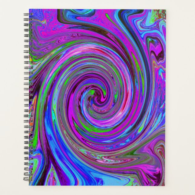 Colourful Magenta Swirl Retro Abstract Design Planner (Front)