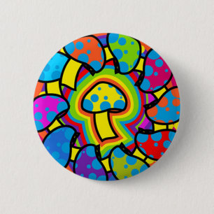 Colourful Magic Mushrooms 2 Inch Round Button