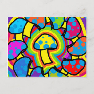Colourful Magic Mushrooms Postcard
