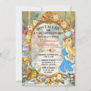 Colourful Magical Alice's Wonderland Tea Birthday  Invitation