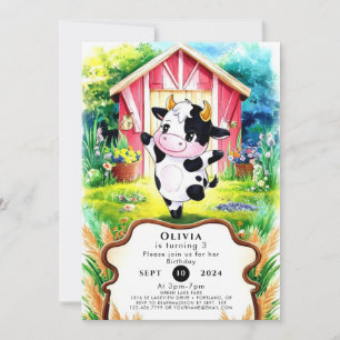 Colourful Magical Cow Birthday Invitation