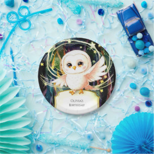 Colourful Magical Owl Birthday Paper Plate