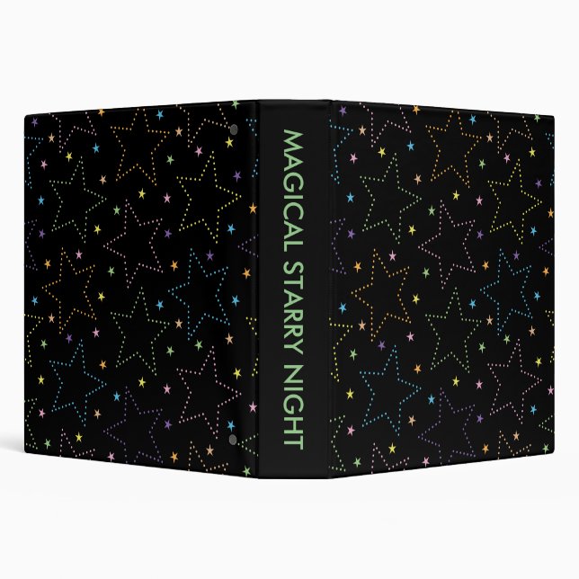 Colourful Magical Starry Night Sky Pattern Binder (Background)