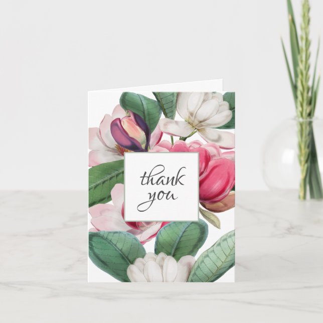Colourful Magnolia Botanical Thank You Card (Front)