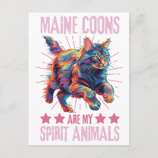 Colourful Maine Coon Cat Postcard (Front)