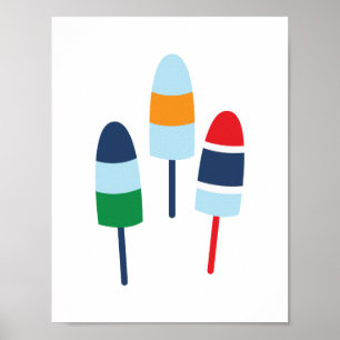 Colourful Maine Lobster Buoys Poster