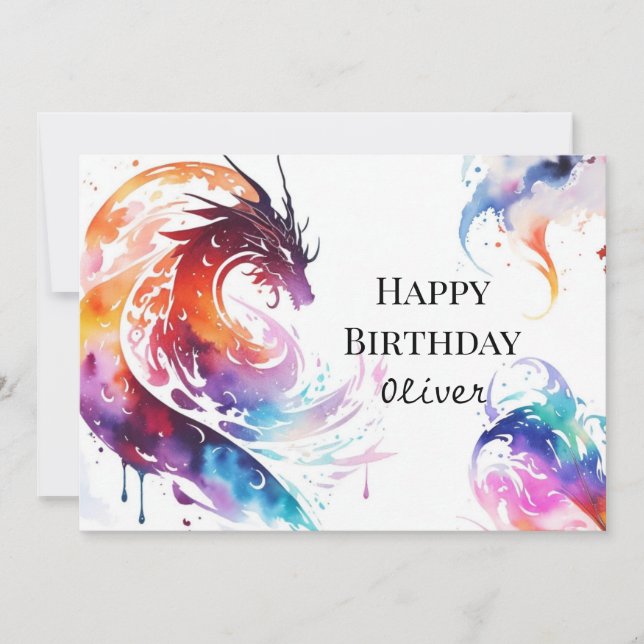 Colourful Majestic Dragon Birthday Card (Front)