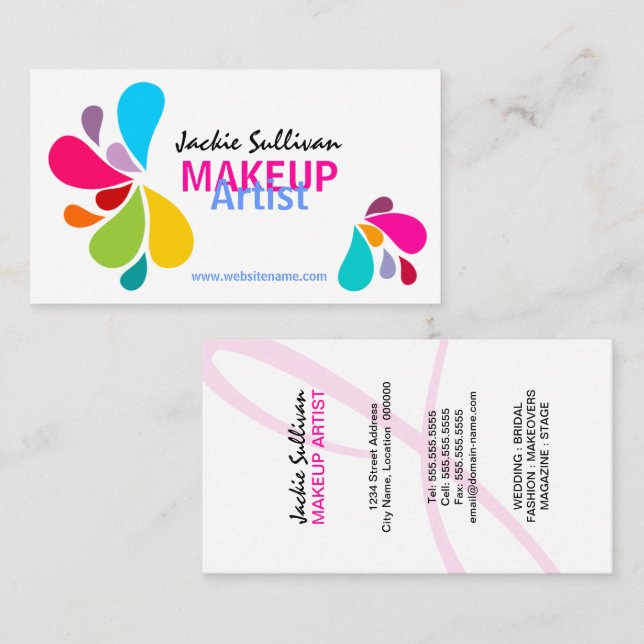 Colourful Makeup Artist Business Card (Front/Back)