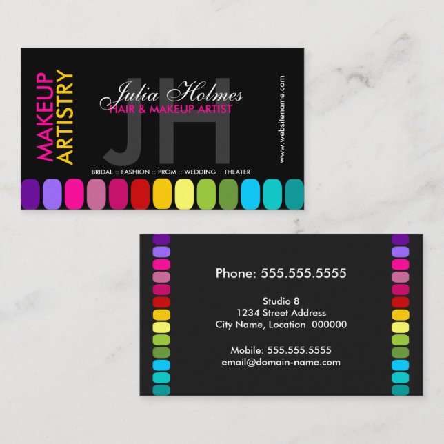 Colourful Makeup Artist Business Card (Front/Back)
