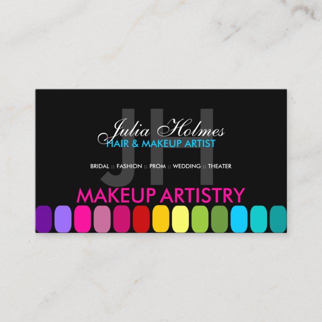 Colourful Makeup Artist Business Card (Front)