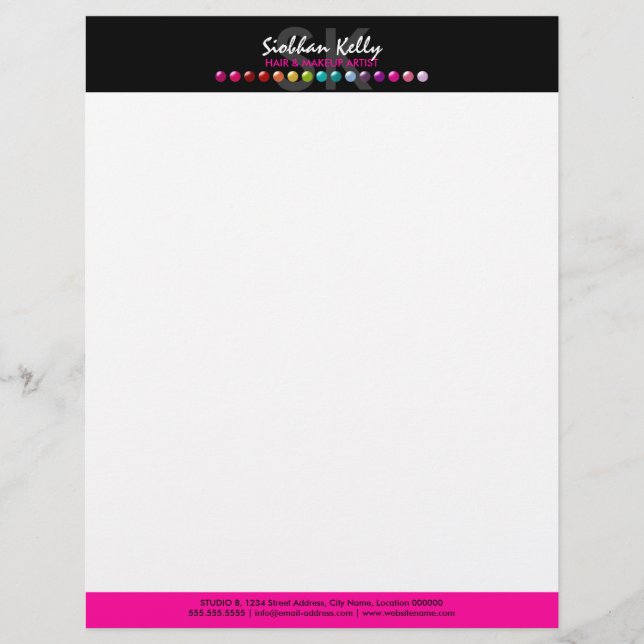 Colourful Makeup Artist Monogram Letterhead (Front)