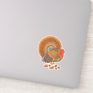 Colourful Male Turkey Fanned Tail Fall Leaves