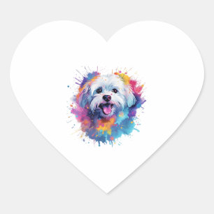 Colourful Maltese Splash Art Dog T-Shirt Classic T Heart Sticker