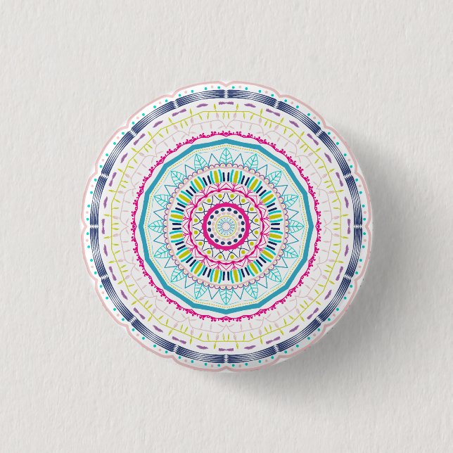 colourful mandala 1 inch round button (Front)