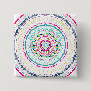 colourful mandala 2 inch square button