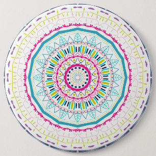 colourful mandala 6 inch round button