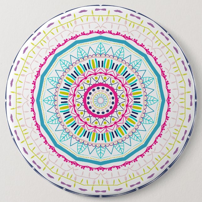 colourful mandala 6 inch round button (Front)