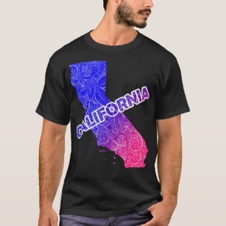 Colourful mandala art map of California with text  T-Shirt
