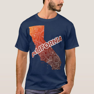 Colourful mandala art map of California with text  T-Shirt
