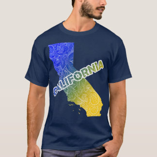 Colourful mandala art map of California with text  T-Shirt