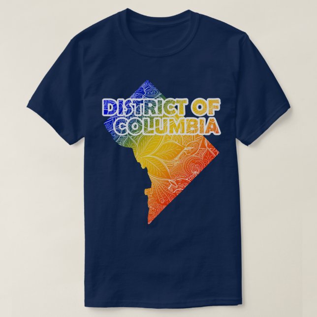 Colourful mandala art map of District of Columbia  T-Shirt (Design Front)