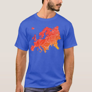 Colourful mandala art map of Europe with text in r T-Shirt
