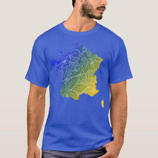 Colourful mandala art map of France with text in b T-Shirt