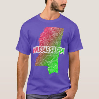 Colourful mandala art map of Mississippi with text T-Shirt