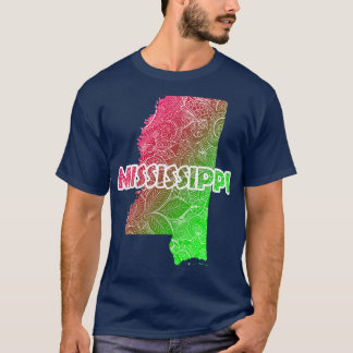 Colourful mandala art map of Mississippi with text T-Shirt
