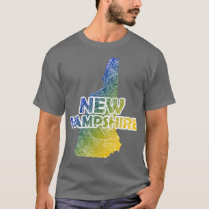 Colourful mandala art map of New Hampshire with te T-Shirt