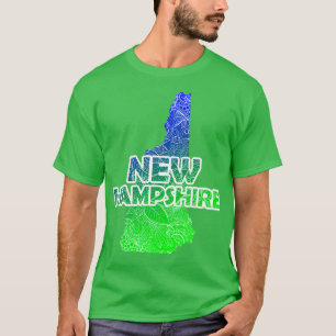 Colourful mandala art map of New Hampshire with te T-Shirt