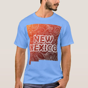Colourful mandala art map of New Mexico with text  T-Shirt