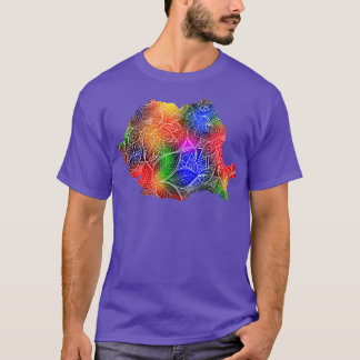 Colourful mandala art map of Romania with text in T-Shirt