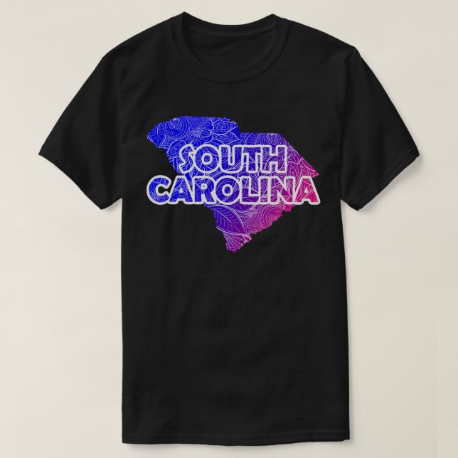 Colourful mandala art map of South olina with text T-Shirt (Design Front)