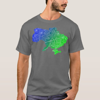 Colourful mandala art map of Ukraine with text in T-Shirt