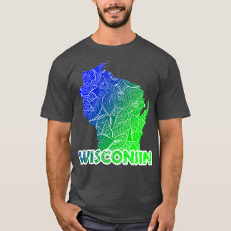 Colourful mandala art map of Wisconsin with text i T-Shirt