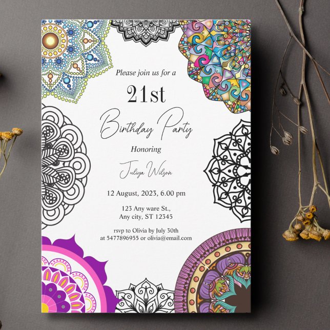 Colourful mandala Birthday  Invitation (Creator Uploaded)