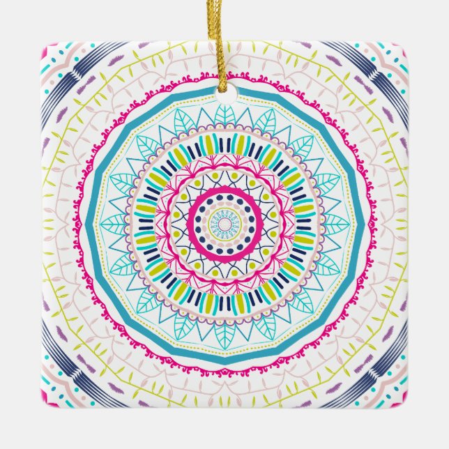 colourful mandala ceramic ornament (Front)
