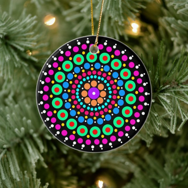 Colourful mandala ceramic ornament (Tree)