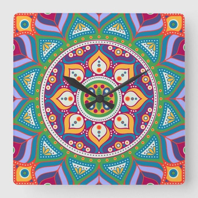 Colourful Mandala Clock (Front)