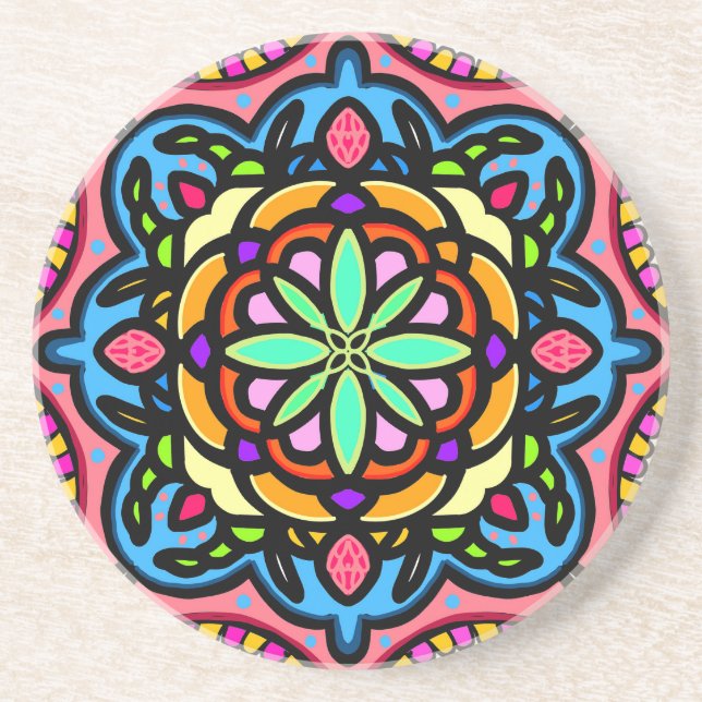 Colourful mandala coaster (Front)