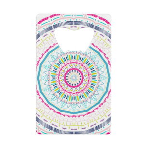 colourful mandala credit card bottle opener