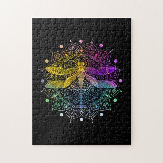 Colourful Mandala Dragonfly Jigsaw Puzzle (Vertical)