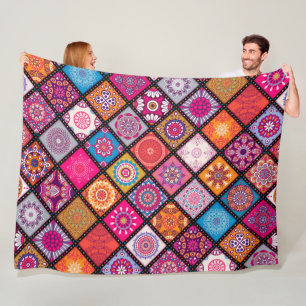 Colourful Mandala  Fleece Blanket