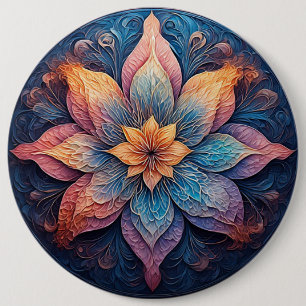 Colourful Mandala Flower Design 6 Inch Round Button